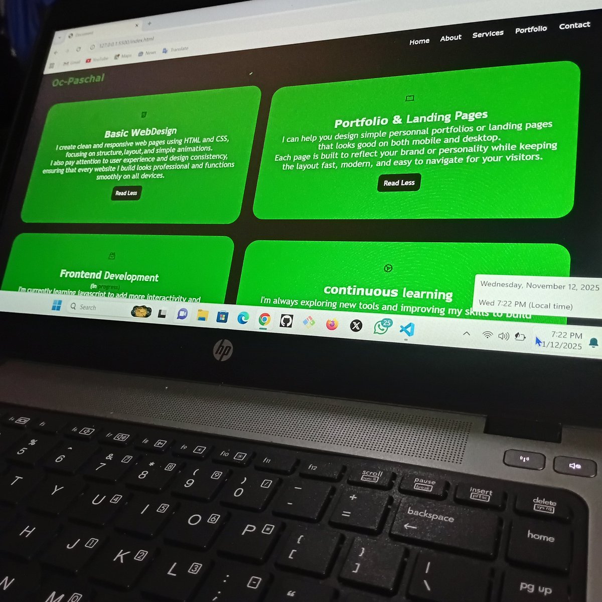 Oc_paschal_code's tweet image. Day 43 Learning JavaScript. 
Today was quite a busy day with school activities, especially as our defense is coming up next week. Despite the tight schedule, I still made time to code and successfully completed the Read More button in the Services section of my portfolio.