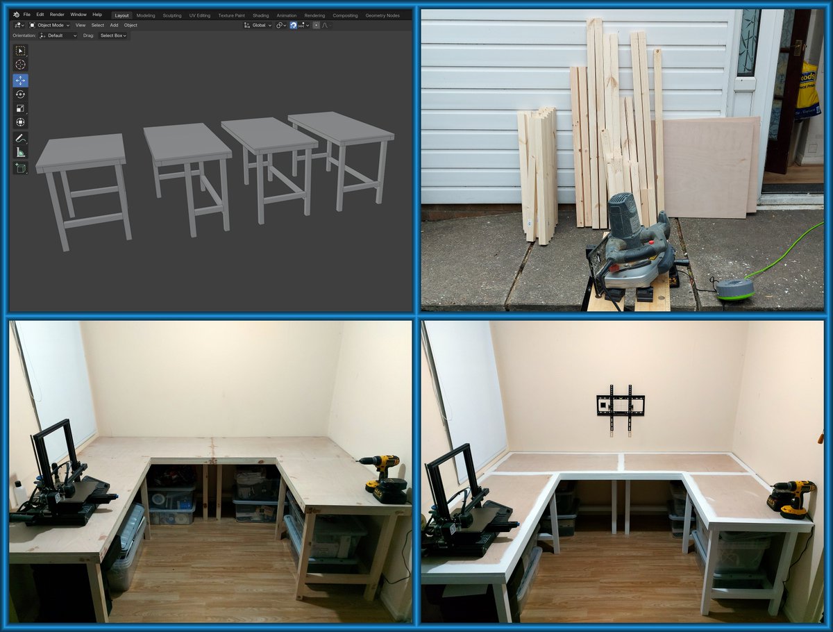 Four_X_2K3's tweet image. I&apos;ve made the #Benches for my New #Workroom. I had a choice. To buy expensive pre-made benches that didn&apos;t fit the space I have. Or, make custom benches myself. So, I made my own benches (x4). I think they look great. they&apos;ll look even better with #ESD Matting covering them.