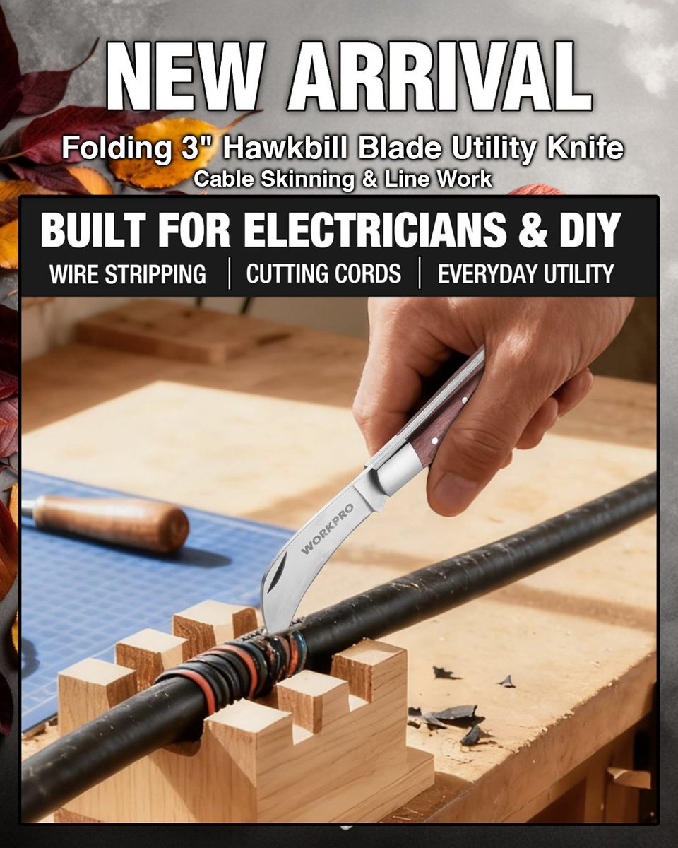 workpro_tools's tweet image. 🔌 Built for electricians, perfect for any task! This 3&quot; Hawk Bill Folding Knife makes wire stripping and cord cutting a breeze. $12.99 amazon.com/dp/B0F62GQGVP?…   
.
#workprotools #hvac #plumber #electrician #handyman #everydaycarry #edc #sparky #toolsofthetrade #stockingstuffer
