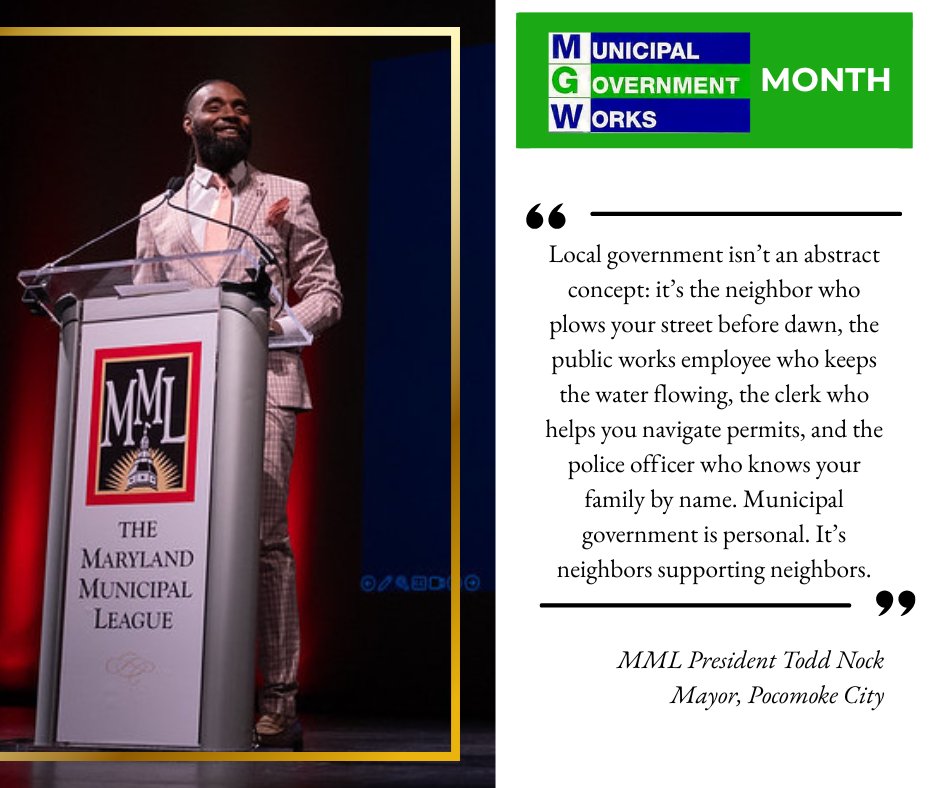 As we celebrate Municipal Government Works Month, MML President and Pocomoke City Mayor Todd Nock reminds us what leadership rooted in community truly means.
Read the commentary here: thedailyrecord.com/2025/11/10/you…