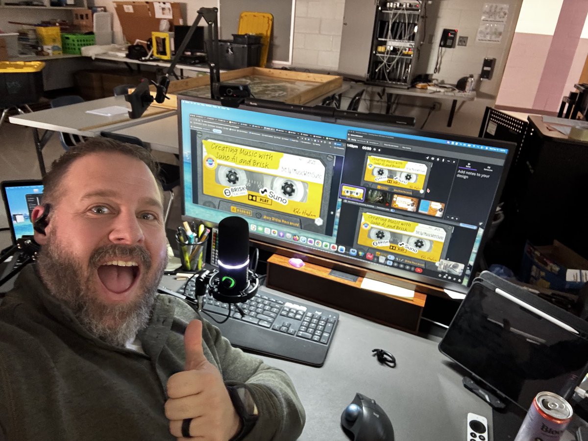 TechEdCC's tweet image. Great time talking about using @suno for creating songs that can be used in the classroom in random with @briskteaching to help develop lyrics at @HarnettCoSchool #TeachHarnett virtual conference.