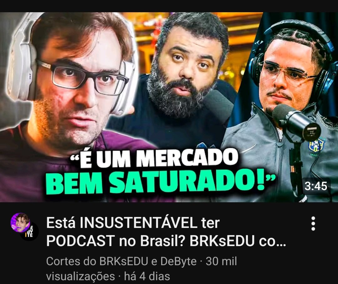 Obrigado meu deus, que podcast volte a ser mídia alternativa e independente