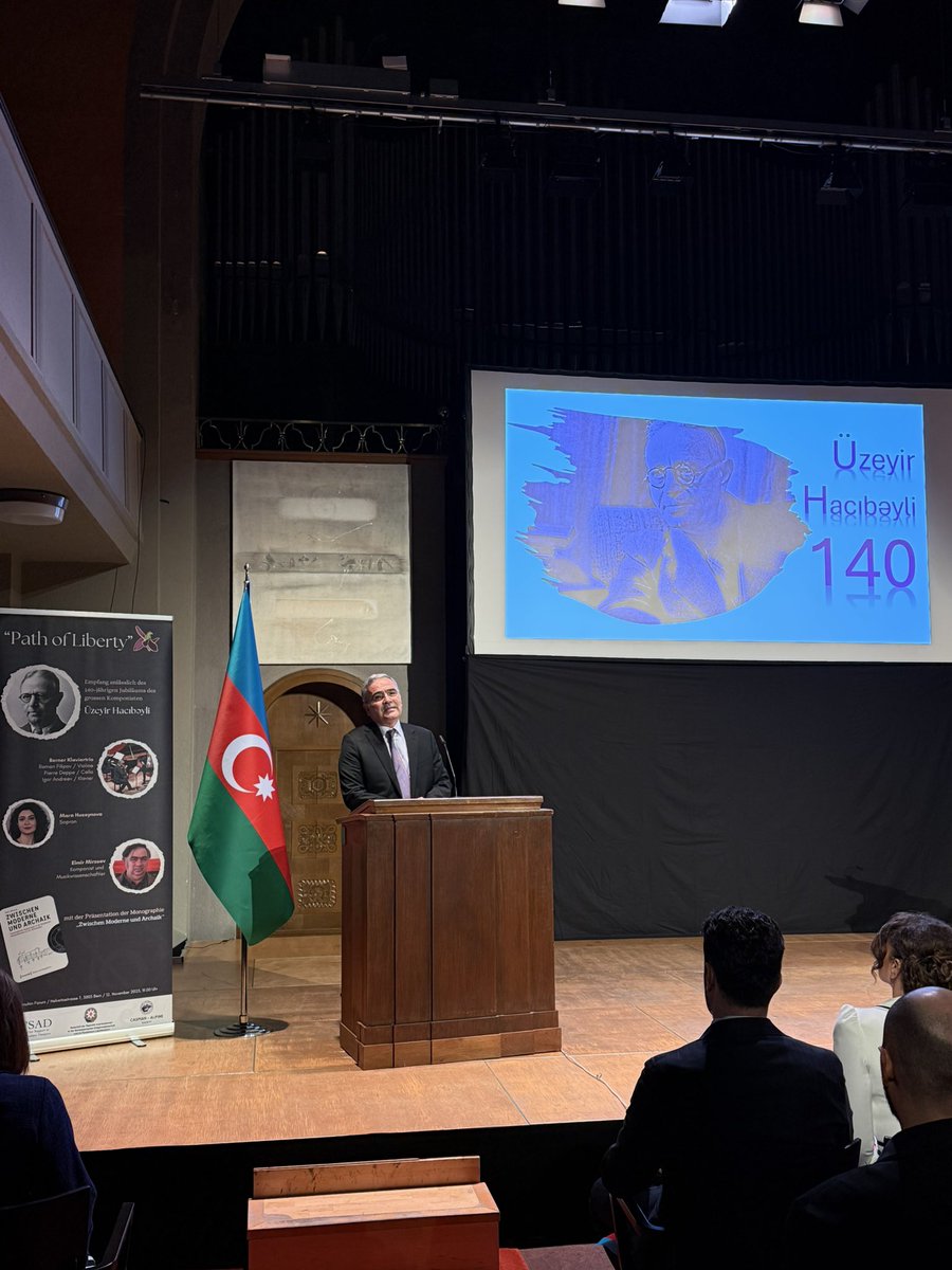 HAPPENING NOW! With support of <a href="/AzembassyBern/">AzembassySwitzerland</a> and <a href="/DiasporaAz/">Azerbaijani Diaspora</a> a reception and presentation of the monograph on the occasion of the 140th anniversary of the great #Azerbaijani composer #ÜzeyirHacıbəyli is taking place.