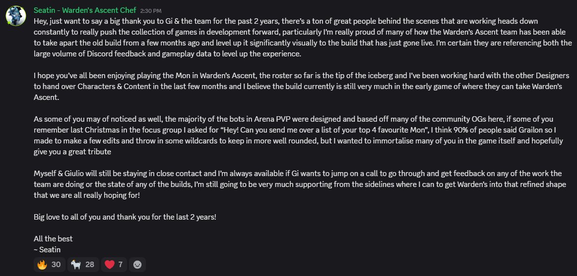 Thank you all for the last 2 years  Warden's Ascent is in great hands moving forward

<a href="/GiulioXdotEth/">GiulioX</a> <a href="/wardensascent/">Warden's Ascent 🔺</a> <a href="/Pixelmon/">Pixelmon 🔺</a>