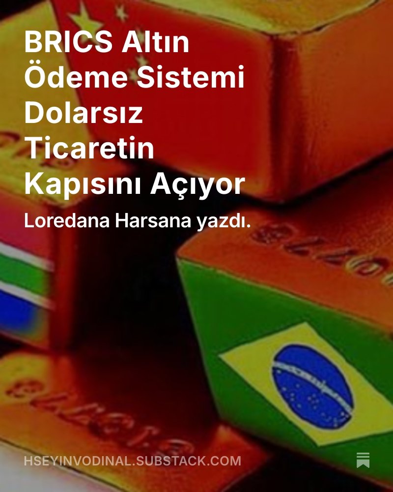 BRICS altın ödeme sistemi şu anda on bir ülkeyi kapsıyor ve 22 ülke daha başvuru aşamasında. Bu ülkeler, BRICS’in dolarsız ticaretini kolaylaştıran kasalar ve ödeme ağları kuruyor.
hseyinvodinal.substack.com/p/brics-altn-o…