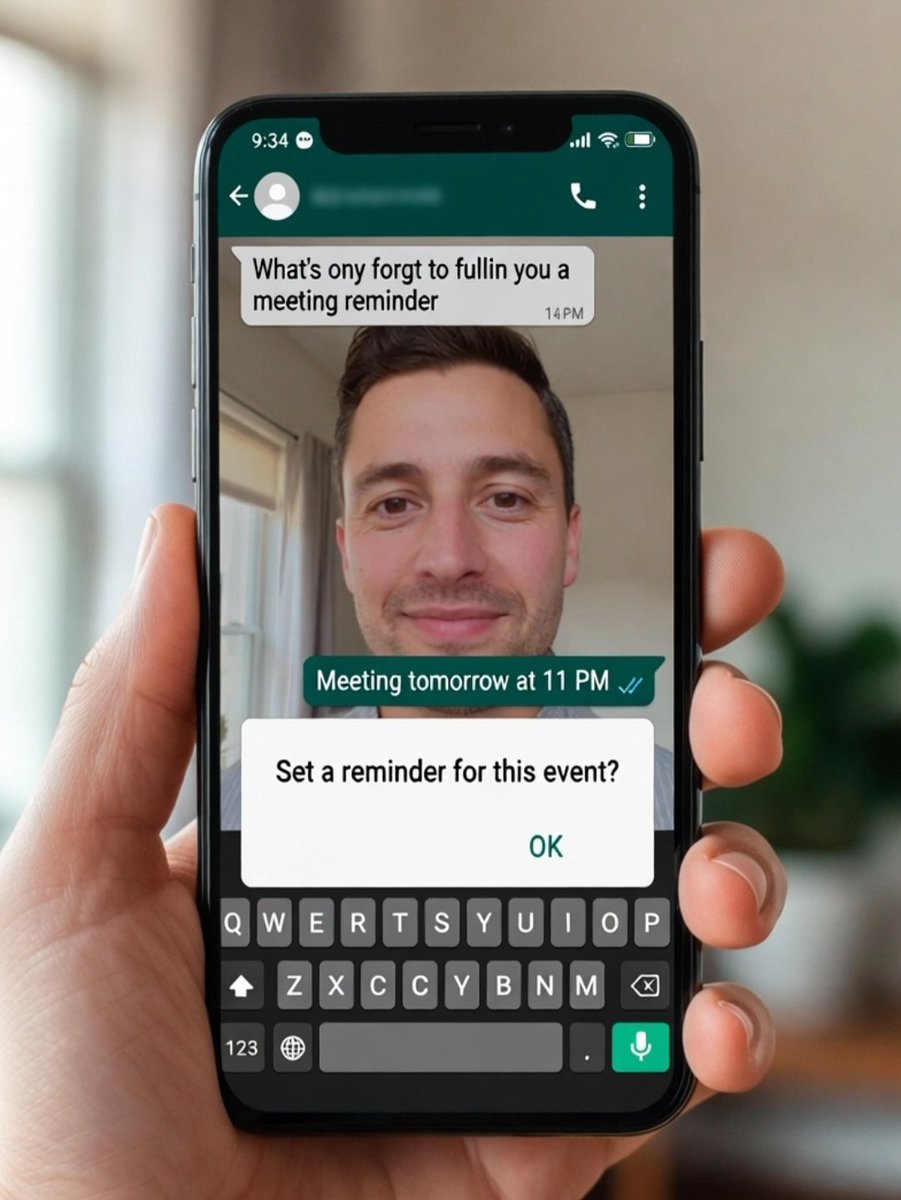 chathankattil's tweet image. 🚀 WhatsApp Feature Idea 💡
Got a message like “Tomorrow meeting at 11 PM” and forgot later? 😅

What if WhatsApp popped up:
🕒 “Set reminder for this?”

✅ One tap → reminder saved.
No missed meetings.

— Jyothish Chathankattil
#WhatsApp #AppIdeas #Innovation #Productivity