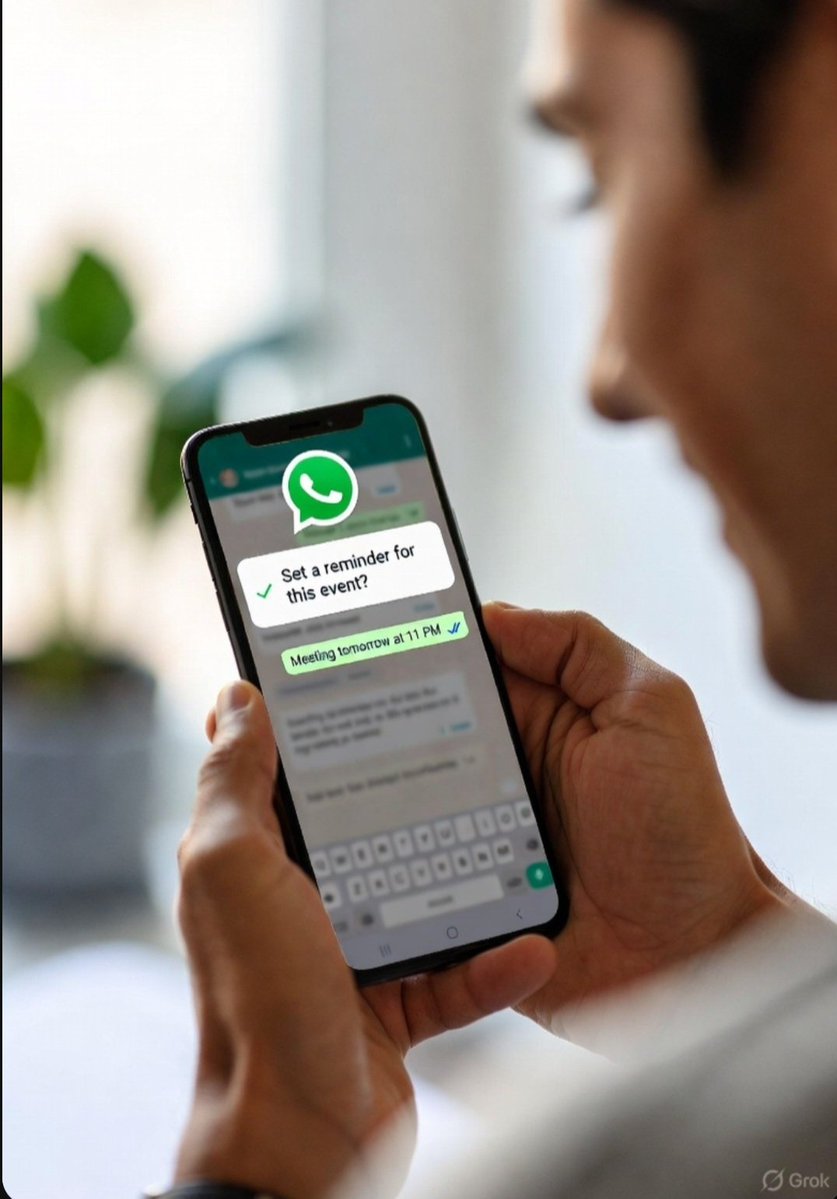 chathankattil's tweet image. 🚀 WhatsApp Feature Idea 💡
Got a message like “Tomorrow meeting at 11 PM” and forgot later? 😅

What if WhatsApp popped up:
🕒 “Set reminder for this?”

✅ One tap → reminder saved.
No missed meetings.

— Jyothish Chathankattil
#WhatsApp #AppIdeas #Innovation #Productivity