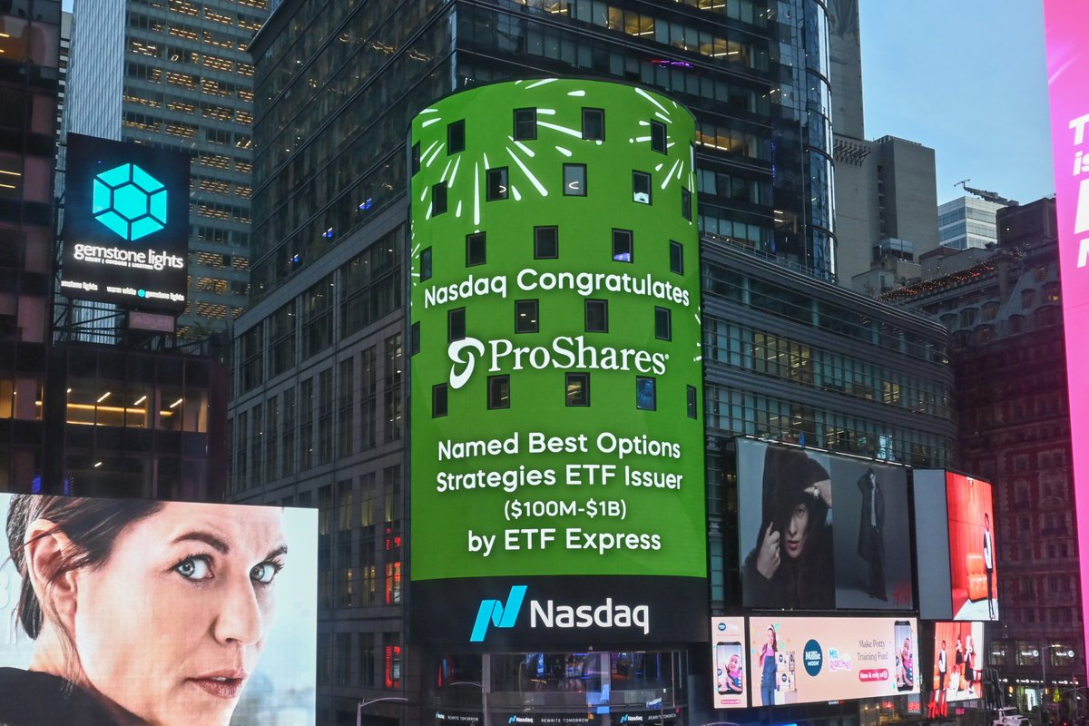 We’re honored to be named Best Options Strategies ETF Issuer ($100M–$1BN) at this year's <a href="/ETFExpress/">ETF Express</a>  U.S. Awards. Thanks to our partners at <a href="/Nasdaq/">Nasdaq</a> for helping us celebrate. Explore our lineup of high income strategies. proshares.us/3Lu4Jut