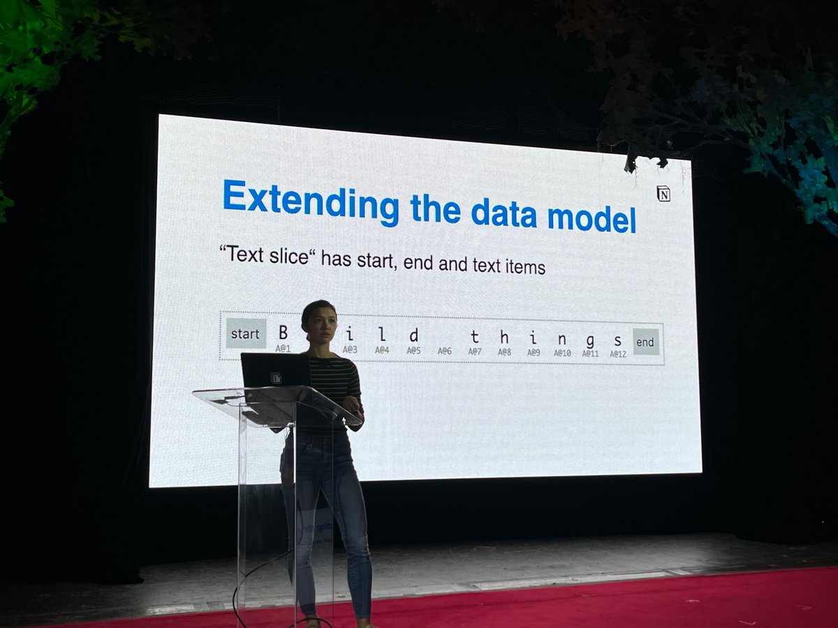 Angelique Nehmzow from <a href="/NotionHQ/">Notion</a> with an awesome deep dive into how they enabled offline editing by using CRDTs, the challenges due to the apps block model, and how they did this at scale.