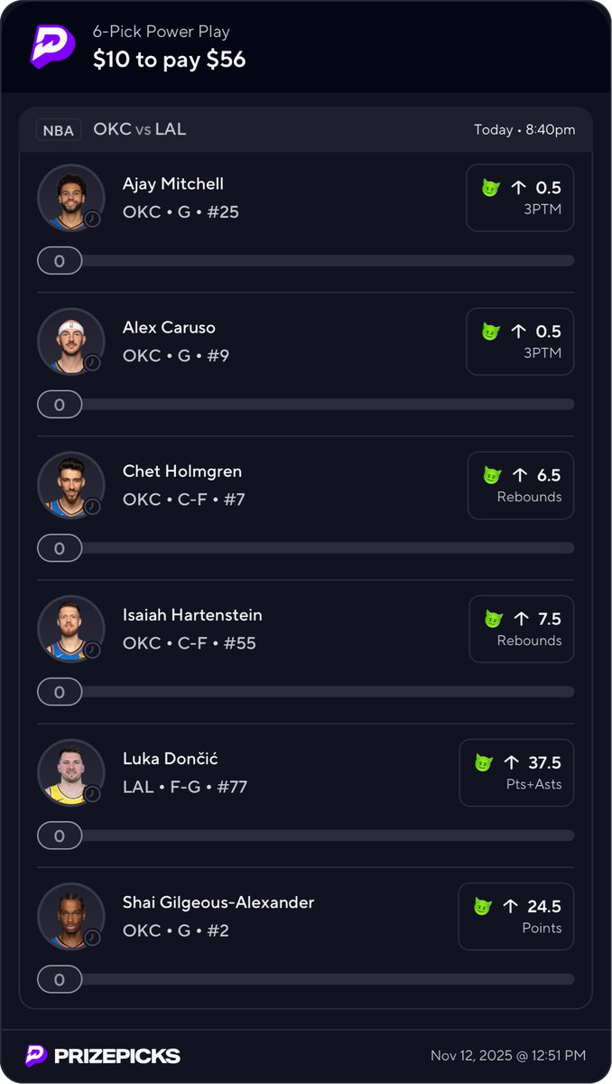 Going to the Thunder game tonight so I had to get my picks in! <a href="/PrizePicks/">PrizePicks</a> makes going to events a lot more exciting 💪🏼