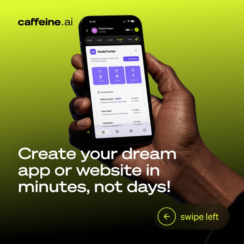 caffeineai's tweet photo. Got a great idea for an app? Chat with Caffeine to create it in minutes, not days!
