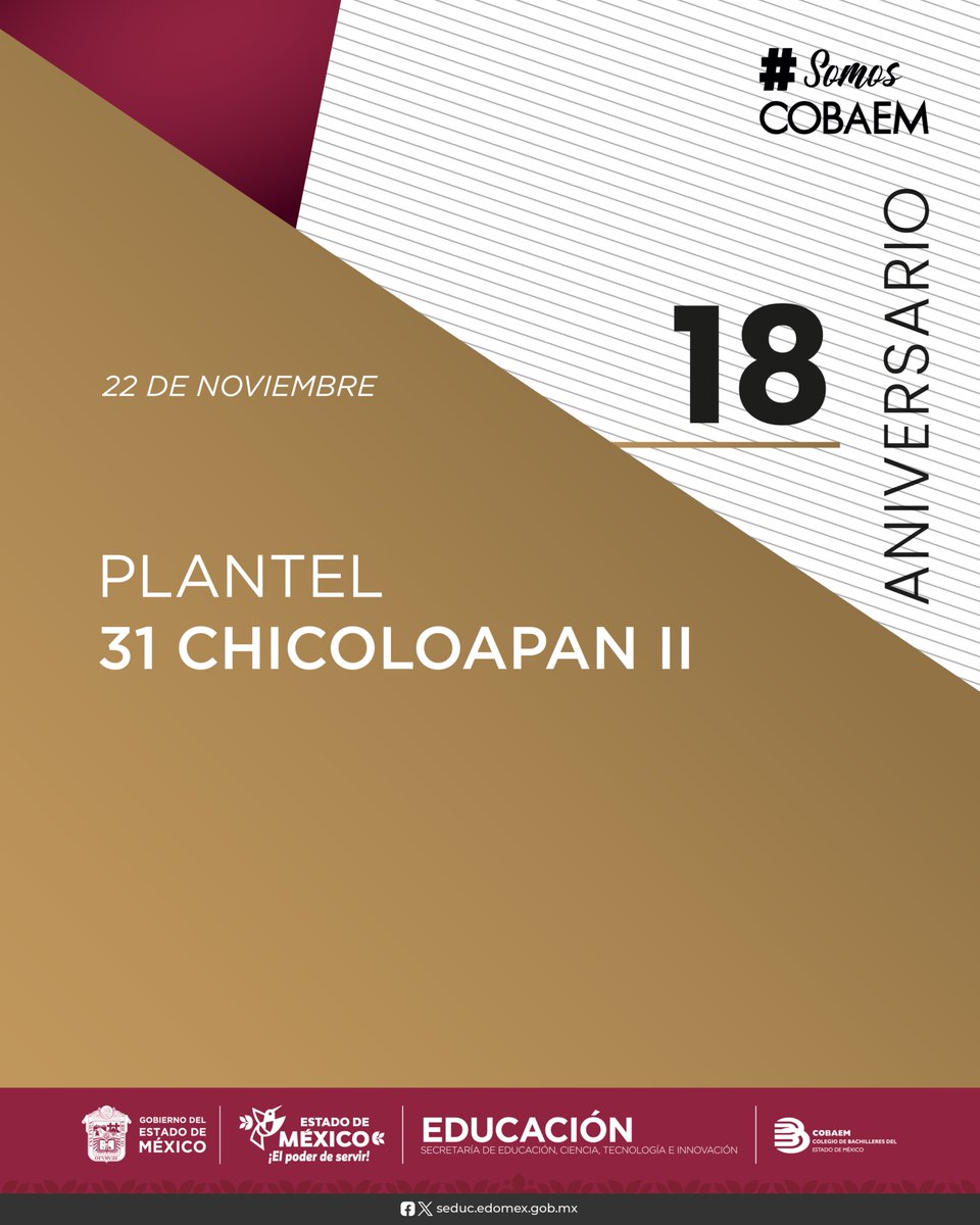 Cada generación es una historia, y cada unidad académica del COBAEM es el escenario donde los sueños comienzan.🎉

¡Feliz aniversario a quienes hacen posible la educación de calidad! 
Gracias por inspirar, enseñar y transformar vidas.