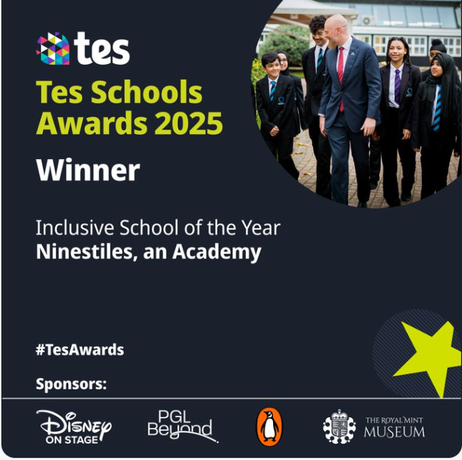 Ninestiles's tweet image. 🎉 WE DID IT!🎉
We are proud to announce our school has won Tes&apos; Inclusive School of the Year! 🏆
This award reflects the dedication of our Ninestiles community to creating an environment where every child can thrive and succeed🌟#achievement #commitment #NinestilesanAcademy