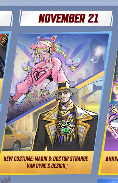 RivalsAssembled's tweet photo. ‼️NEW MAGIK &amp; DOCTOR STRANGE SKINS RELEASE ON NOVEMBER 21 https://t.co/nsjh9vwOyA