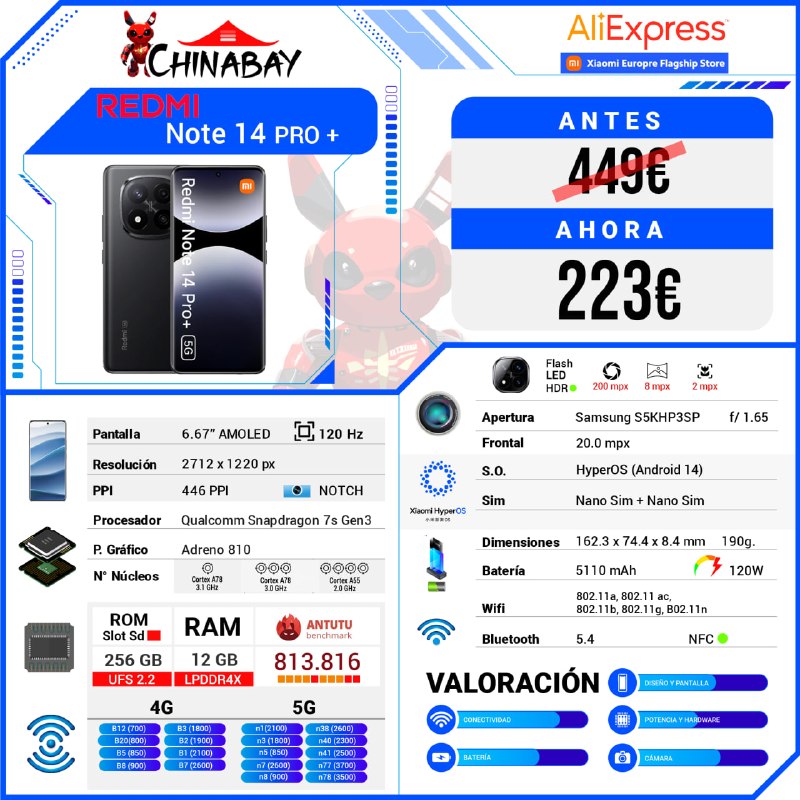 ChinaBay_deals's tweet image. 🟢 SuperOferta !!

🧡Redmi Note 14 Pro + 5G  
💶 Precio: 223.99€  
📝 Cod. Promo:  ESAE40  
🌐 Comprar aqui: chinabay.pro/3WQYkfi  

🕳ROM: 12 GB | ROM: 256 GB  
♨️ GLOBAL Version  

#RedmiNote14Pro #SmartphoneDeals #TechSavvy #5G #GadgetLovers