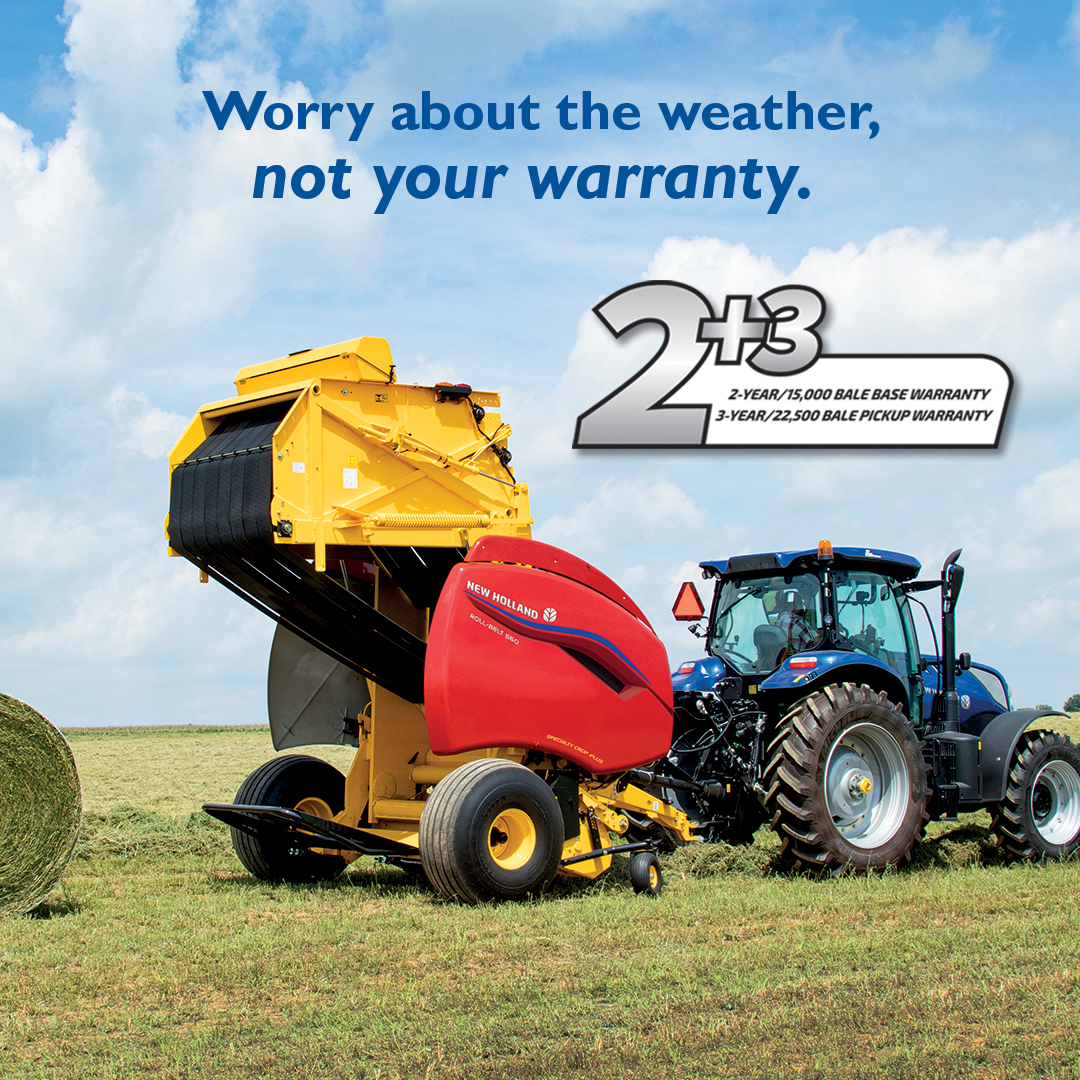 Worry about the weather, not your warranty. All Roll-Belt™ and Pro-Belt™ round balers come with an industry-leading warranty! You’ll get a 2-year/15,000 bale base warranty and a 3-year/22,500 bale pickup warranty. Bale with the best!