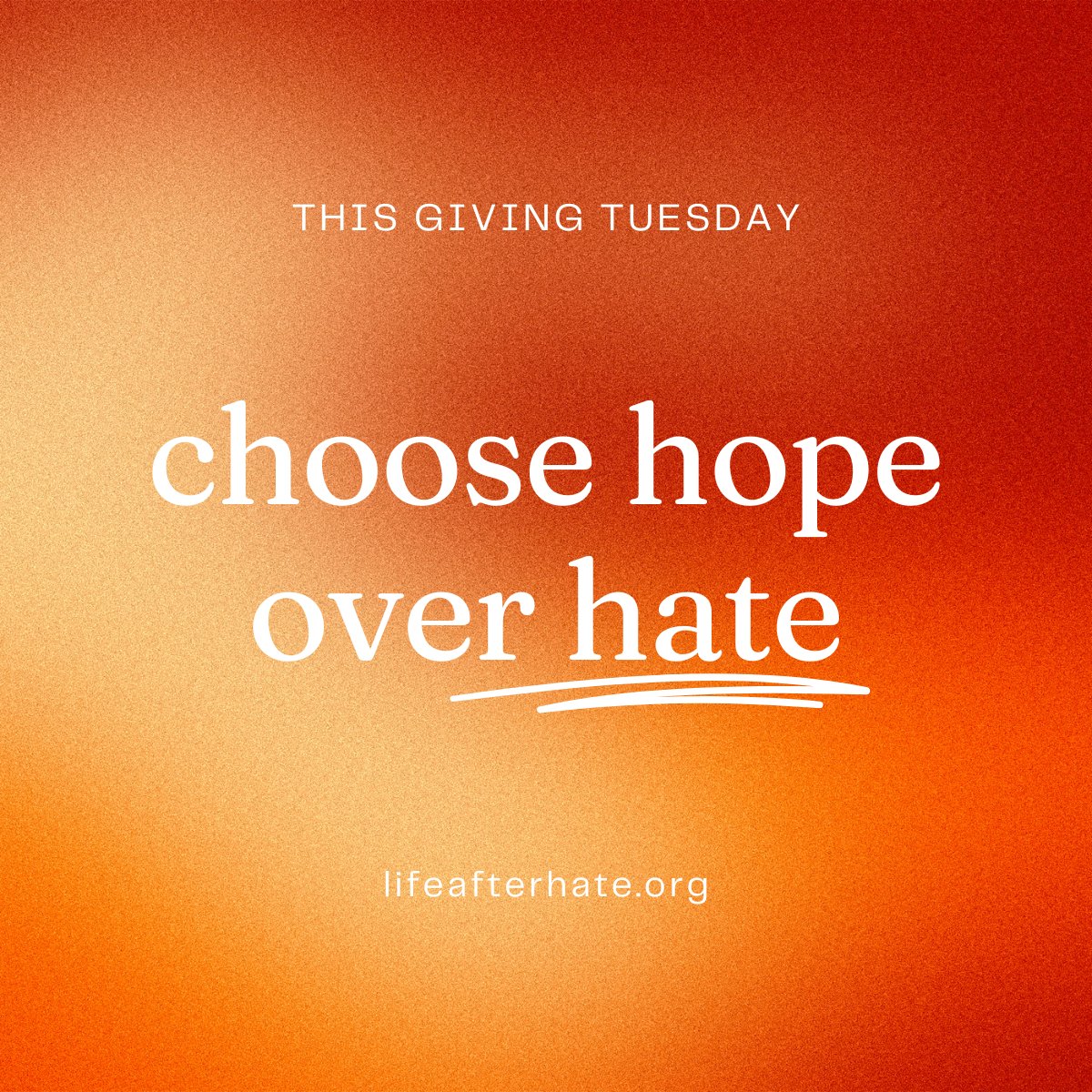This Giving Tuesday, choose hope over hate.

Every dollar creates a pathway out for someone ready to leave hate behind. You're not just helping one person—you're protecting families and breaking cycles.

Text ENDHATE2025 to 44-321
#GivingTuesday #LifeAfterHate