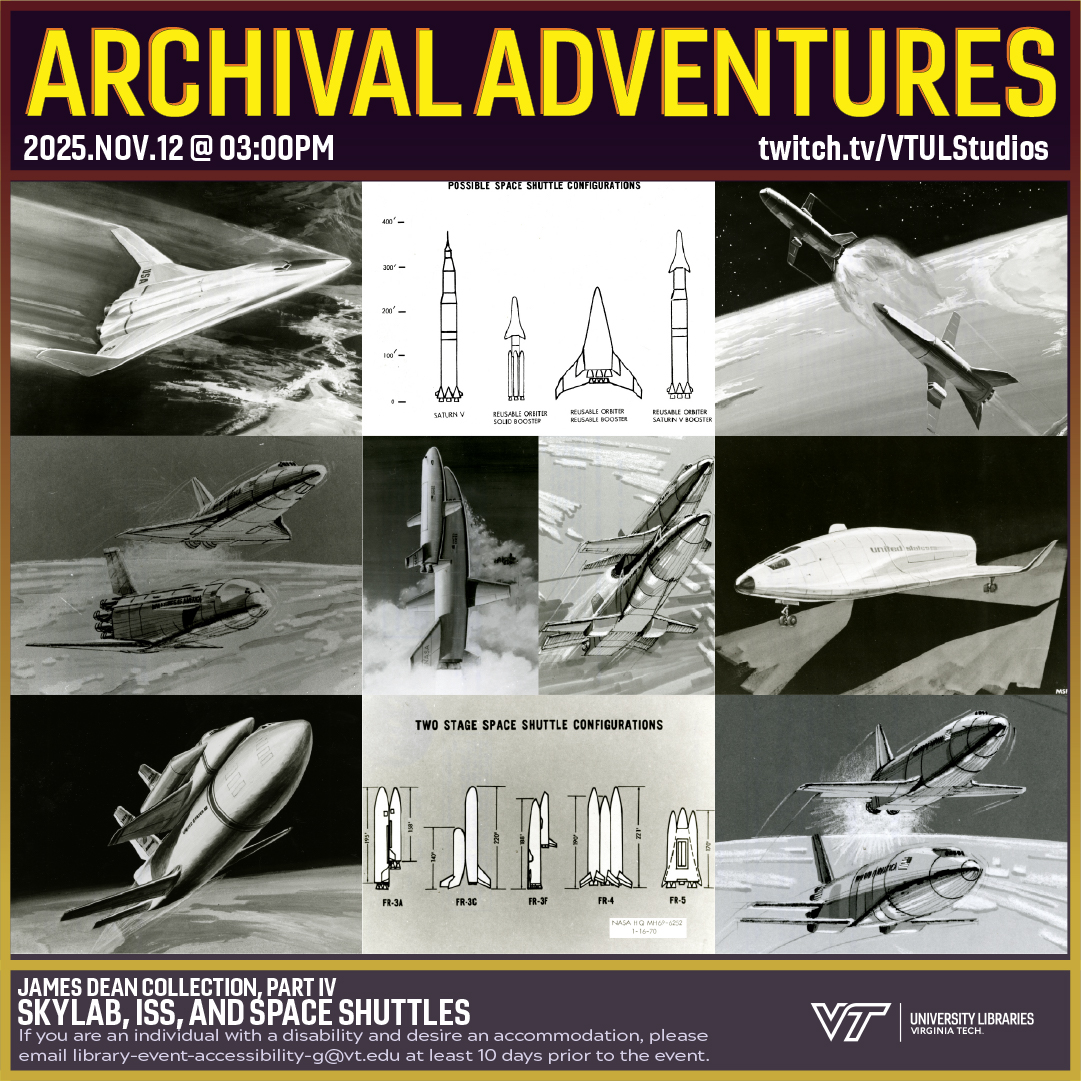 This week we return to the James Dean Collection to explore the design and development of NASA's Skylab, the International Space Station, and the Space Shuttle. Join us for #ArchivalAdventures at 3 p.m. TODAY! 🧑‍🚀🚀🌕

twitch.tv/Rogan27