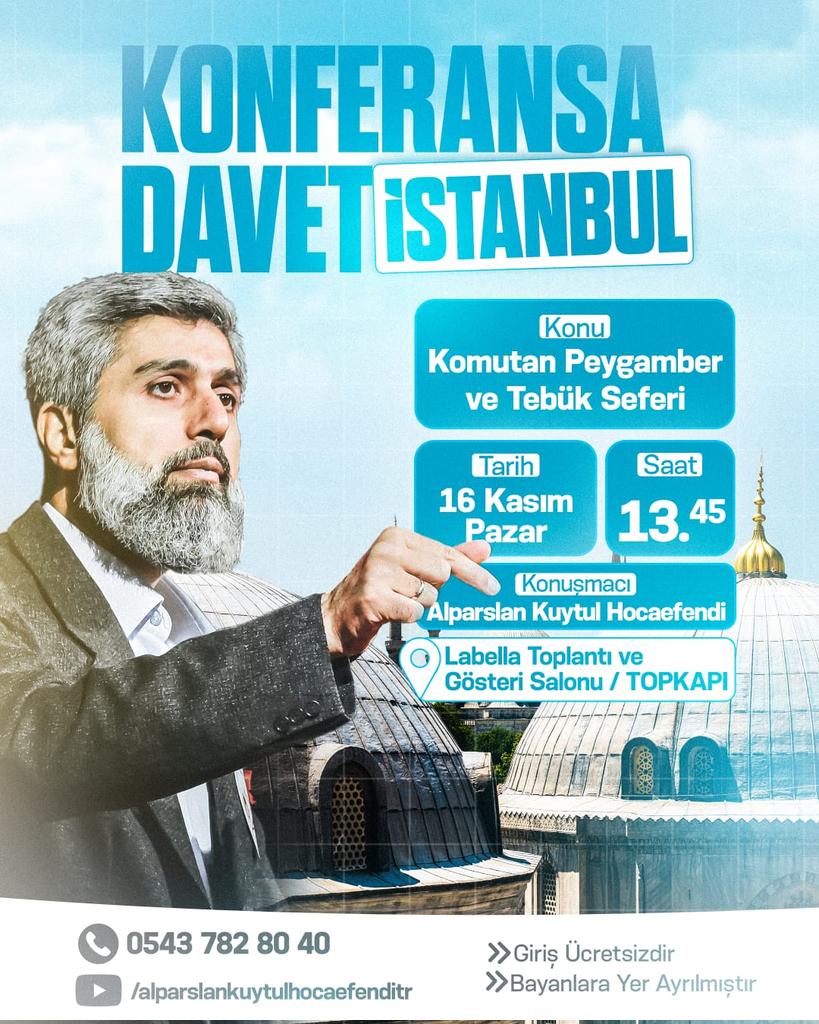 16 Kasım'da istanbul'dayız 
16Kasımda İstanbulaGeliyor
#FurkanKonferansları