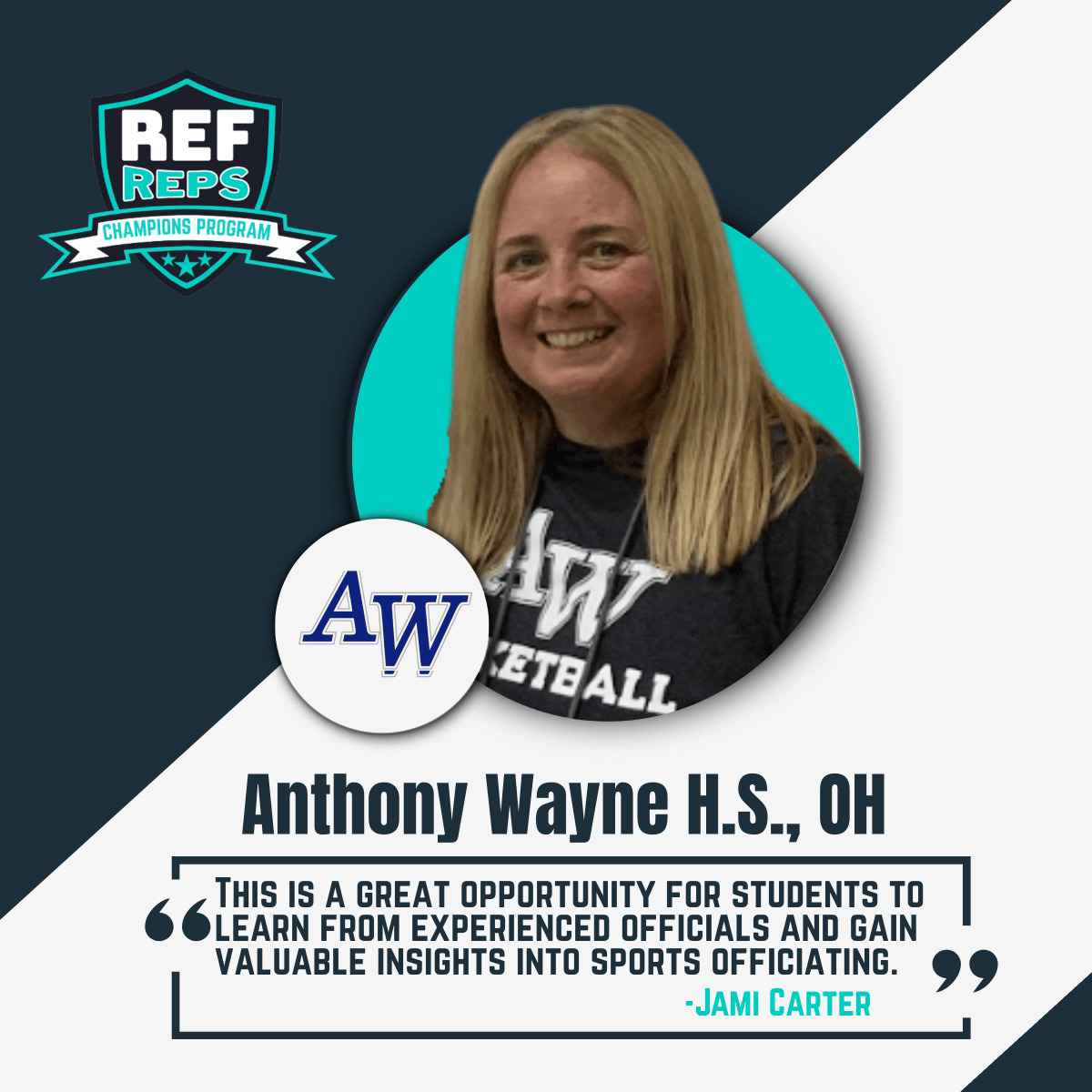 RefReps's tweet image. Our Champions Program celebrates schools leading the way with the RefReps Officiating Education System as early adopters.

Jami Carter from Anthony Wayne High School, OH shared his enthusiasm about bringing RefReps to her students!

#RefReps #BehindtheWhistle #curriculum…