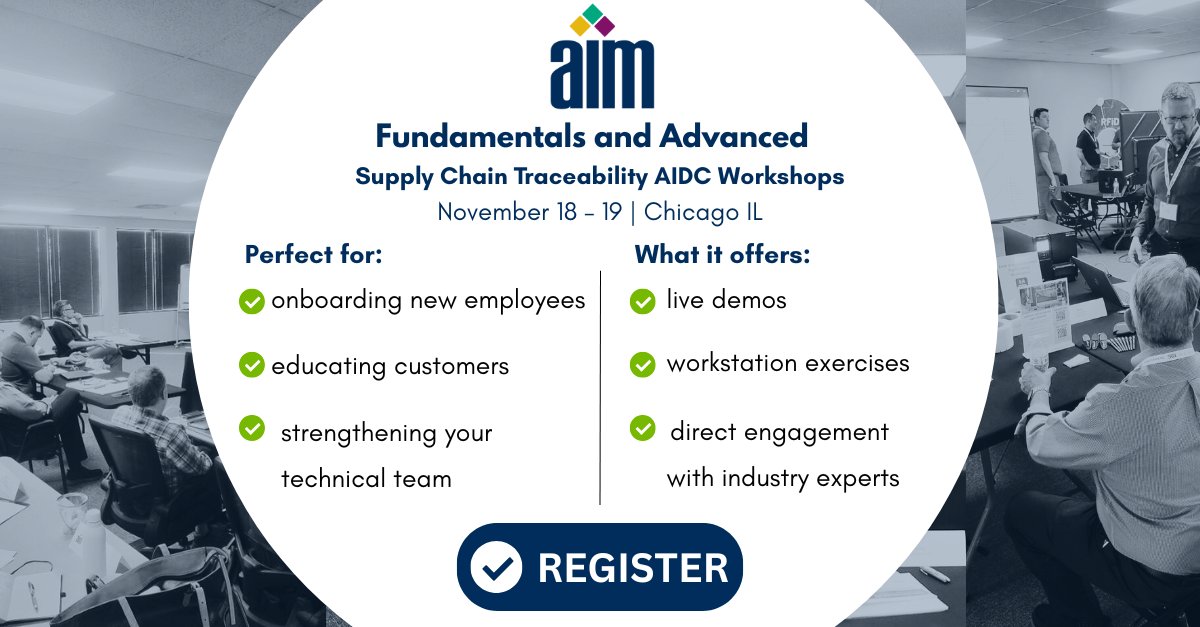 🔍 Sharpen Your Skills in Supply Chain Traceability

Register now for a two-day training series to help you master the building blocks of barcodes, RFID, and other data capture technologies shaping today’s most effective supply chains.

Register Now: aimglobal.org/aidc-101-102-r…