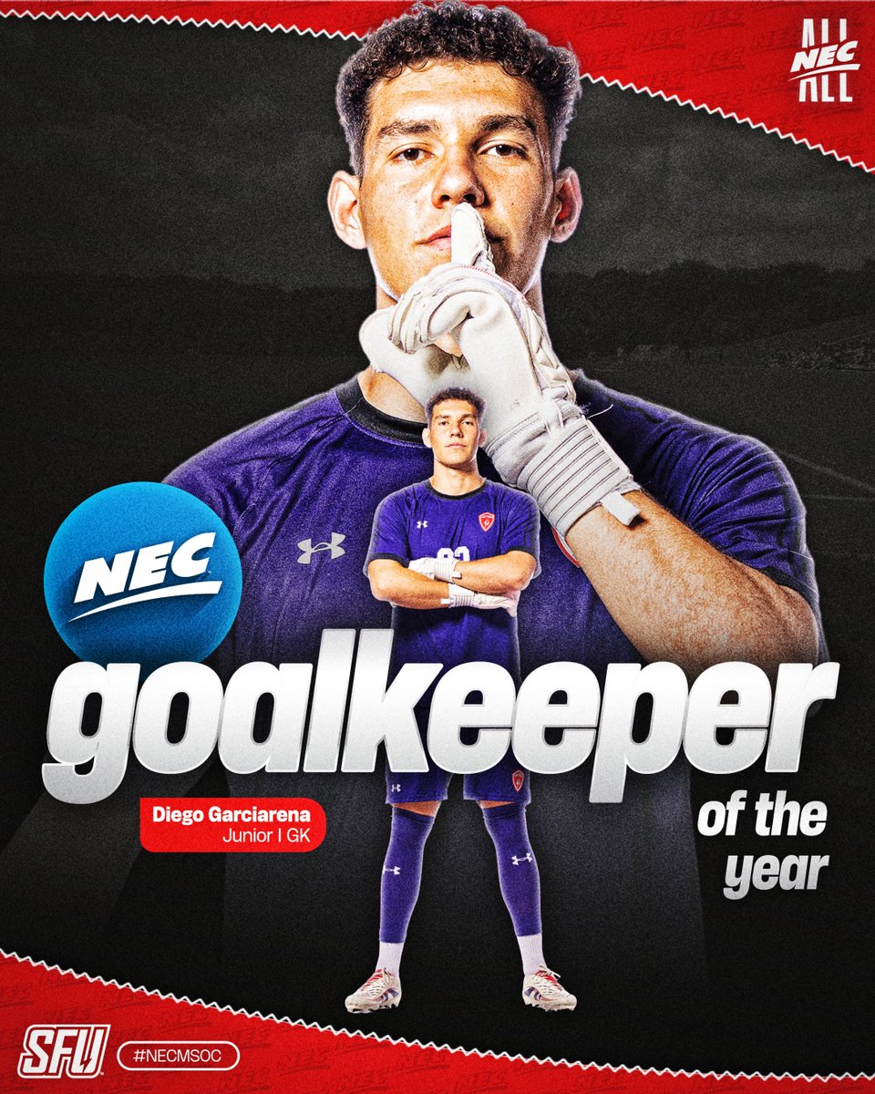 NECsports's tweet image. ⚽️ 2025 @necmsoccer
Goalkeeper of the Year 🏅

✨ Diego Garciarena, @RedFlashMSOC 🔴⚡️

The second Red Flash keeper in the past three years to win #NECGKOY laurels was a 🧱 wall with four clean sheets, a 0.89 GAA and a league-best .840 save % against league foes.

#NECMSOC