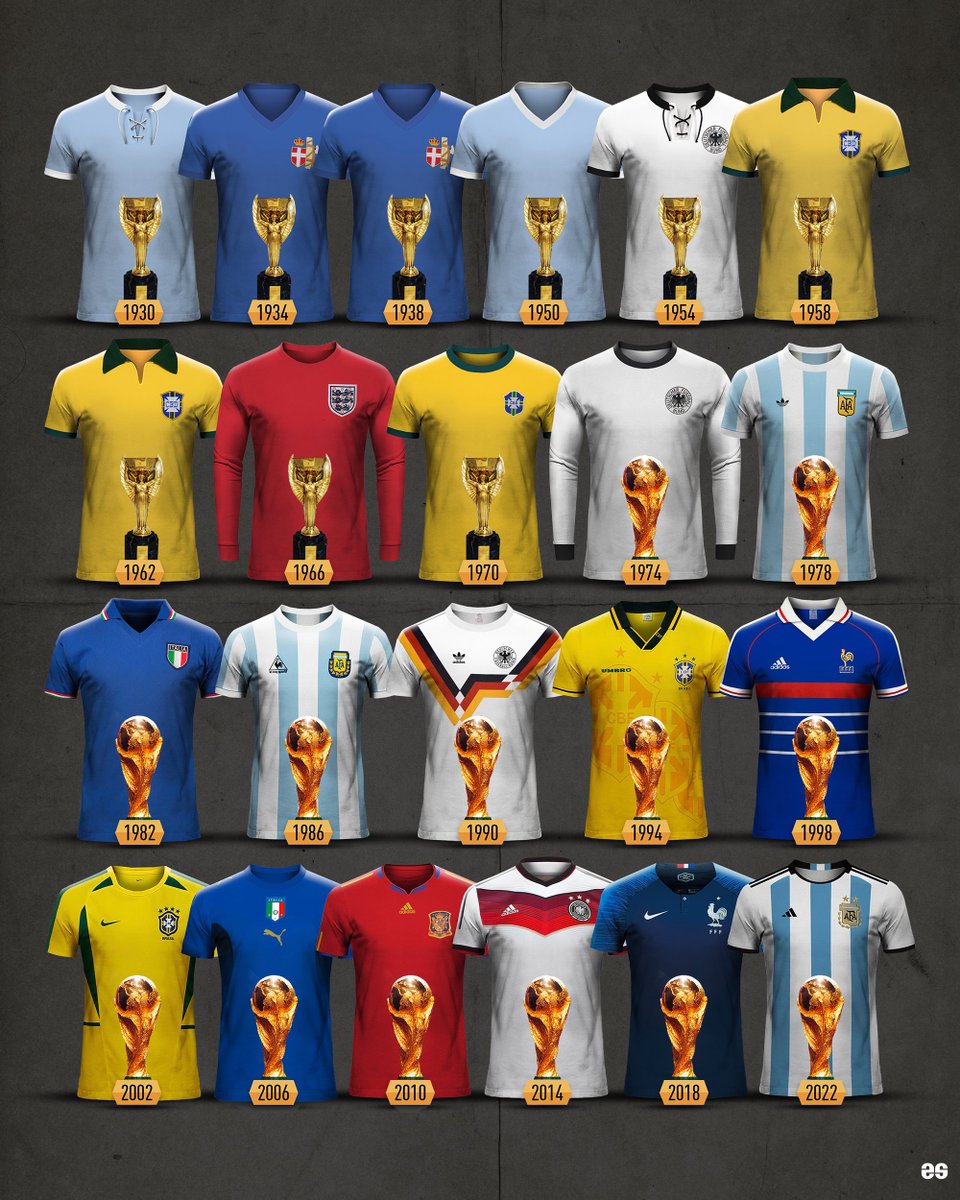 EmilioSansolini's tweet image. Which is the most iconic World Cup-winning shirt of all time? 🏆🌍⚽️