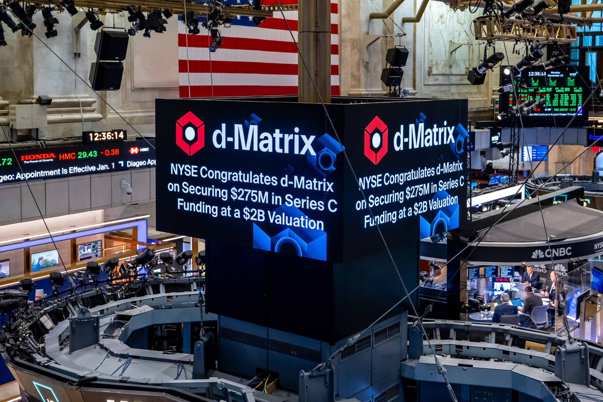 dMatrix_AI's tweet image. d-Matrix celebrates our $275M Series C at a $2B valuation, powering the Age of Inference and redefining AI inference performance from silicon to software.

🔗 d-matrix.ai/announcements/…

#dMatrix #AIInference #GenerativeAI #SeriesC #NYSE #AgeOfInference #AIHardware