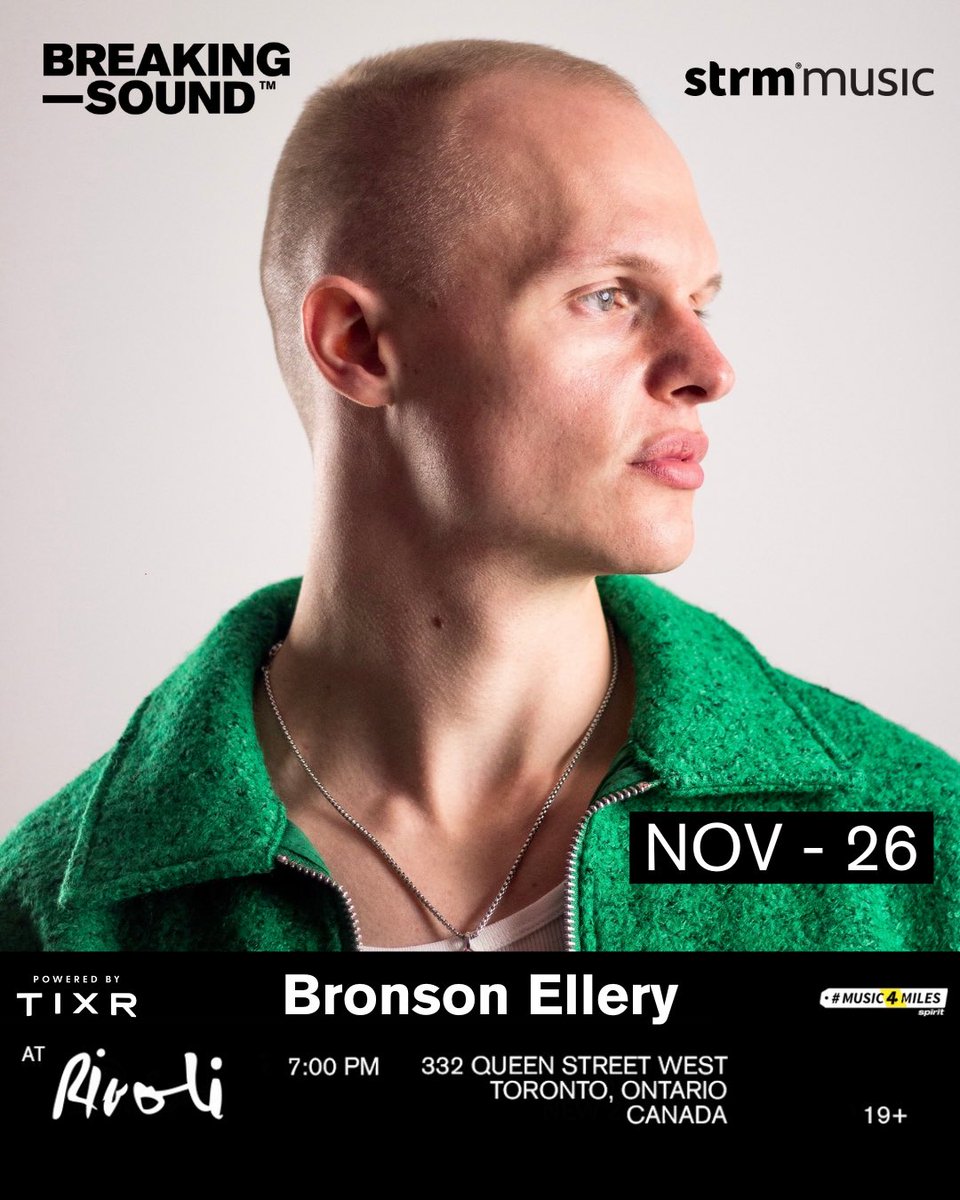 bronsonellery's tweet image. Exactly 2 weeks from now on November 26 I’ll be taking the stage with @BreakingSound 

📆 November 26,
📍@rivolitoronto 334 Queen St W
⌚️ Doors 7pm
@breakingsound @spiritairlines 

#bronsonellerymusic #livemusic #breakingsound #popartist #torontomusic #rivoli #music4miles #fyp