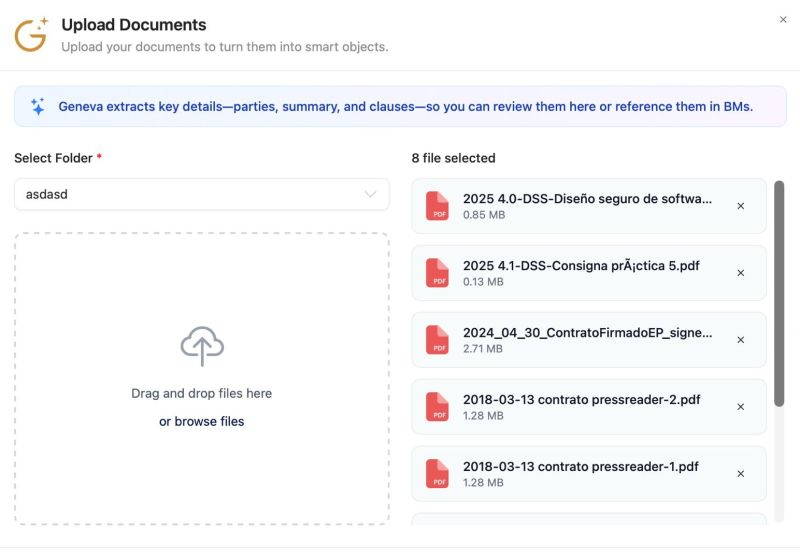 genevab2b's tweet photo. Revamp of our Docs capability. Critical data often lives in documents like contracts - but they're just languishing in a  folder somewhere. Bring them back into action to inject clauses in chat, automate renewal/expiration reminders, or generate summaries and action suggestions https://t.co/vQnySiiW56