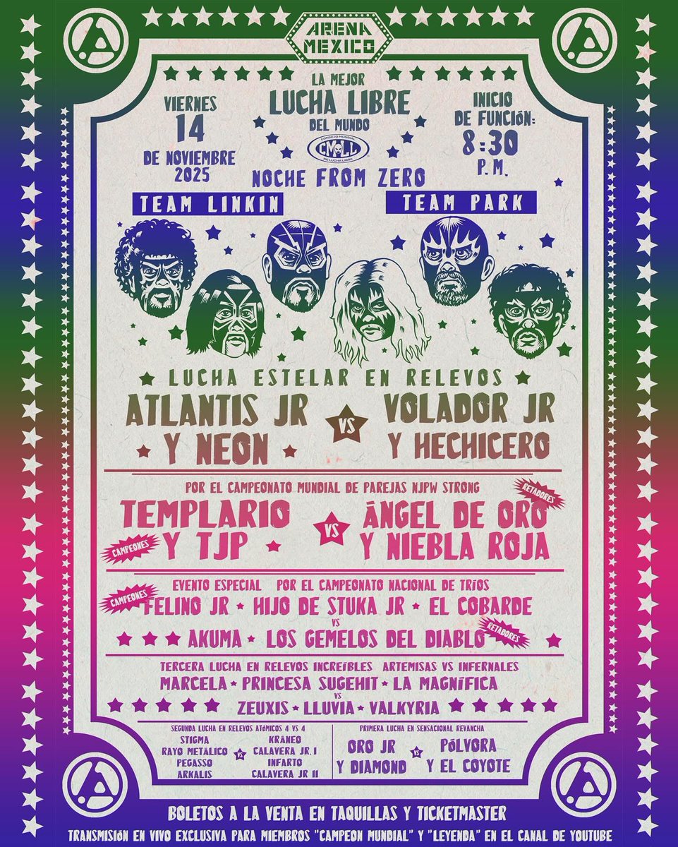 🌎⌛️🎸 'Noche From Zero' at CMLL Lucha Libre this Friday