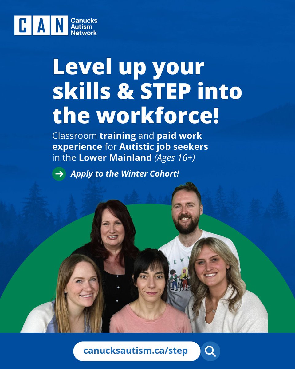 Thinking about a job? 🤔 Our 12-week CAN-STEP program in #Vancouver empowers #Autistic youth &amp; adults to transition from classroom learning to real-world, paid #workexperience in the hospitality and customer service industries.

Apply now to the Winter Cohort of our Skills