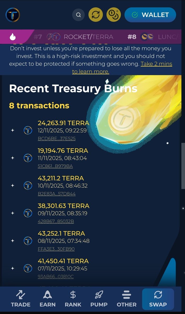 RexYellerBelly's tweet image. @_Terraport_ continues to burn $TERRA daily. 
With initial long term staking coming to an end in days, supply deflation should really start to kick in.