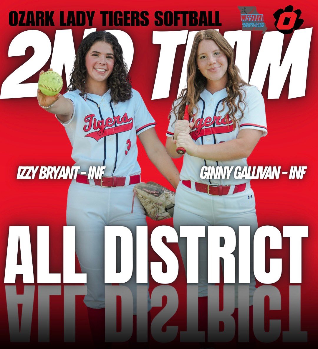 Congratulations to these Lady Tigers for being selected to the All District team!!