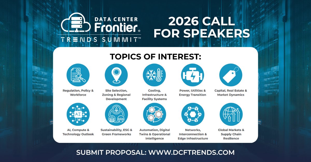 dcfrontier's tweet image. Are you shaping the future of data centers? 

🎤 Submit to speak at #DCFtrends 2026, where leaders in AI, energy, sustainability &amp;amp; infrastructure define what’s next for digital innovation.

🔗 DCFTrends.com/2026/cfs

#DataCenters #DigitalInfrastructure #AI #Sustainability