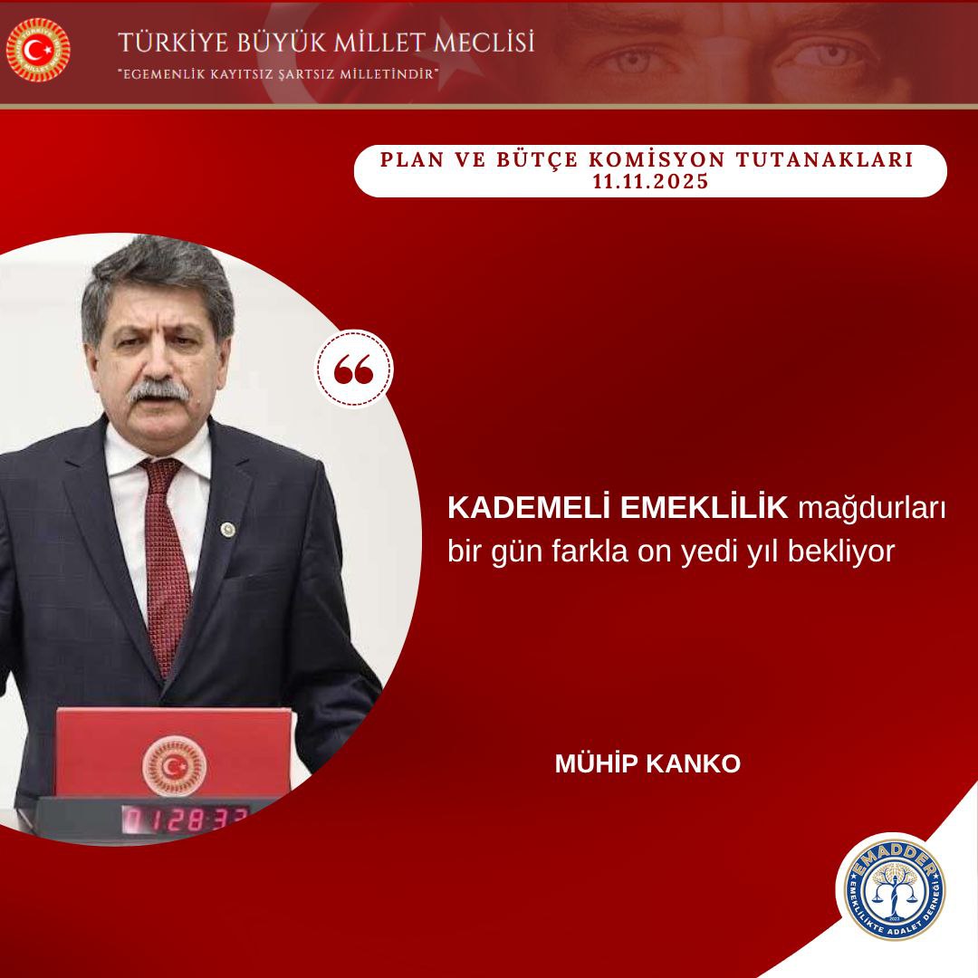 🟥 11.11.2025 PLAN VE BÜTÇE KOMİSYONU TUTANAKLARI – SN MÜHİP KANKO

<a href="/kanko_muhip/">Prof. Dr. Mühip Kanko</a>

TBMM Plan ve Bütçe Komisyonu tutanaklarına geçen konuşmanız için teşekkür ederiz.

“Kademeli emeklilik mağdurları, bir gün farkla on yedi yıl bekliyor.”

Emeklilikte Adalet Derneği

<a href="/herkesicinCHP/">CHP 🇹🇷</a>