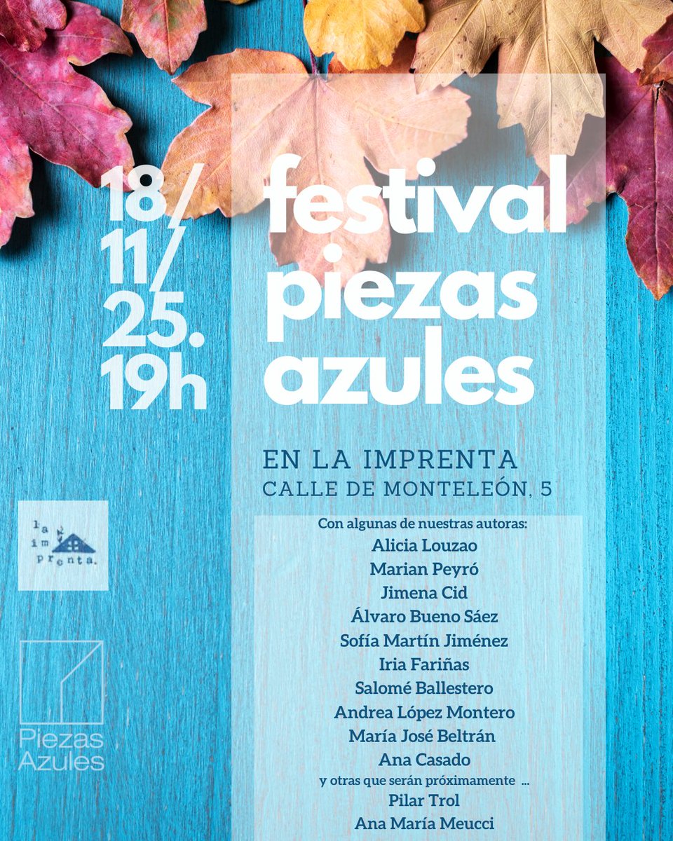 Una tarde de lecturas, piezas azules y brindis, a la que estáis invitados. 📚🔹️🥂
¿Nos acompañáis? 🍁

💙 🟦 🔷️ 🔵