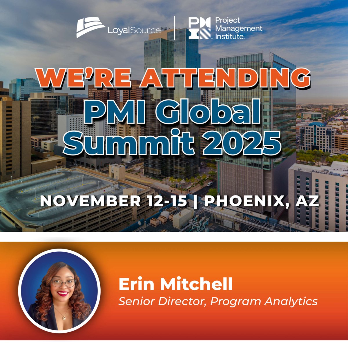 LoyalSourceGS's tweet image. Thrilled to attend #PMIGlobalSummit! 🌍 Our PMP-certified Erin Mitchell will represent Loyal Source as we connect, learn &amp;amp; share insights on the future of project management. See you there! #ProjectManagement #Leadership #WeAreLoyalSource