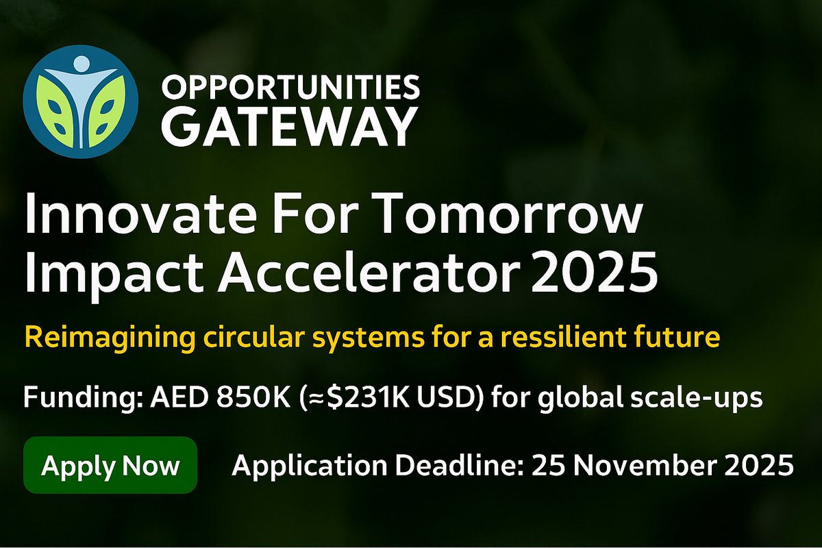 OGateway56178's tweet image. Dubai Holding Innovate 2025 

Dubai Holding’s flagship accelerator program is back, empowering scale‑ups and startups to deliver sustainable, tech‑enabled solutions 

Deadline: November 25, 2025

🔗 Apply now: opportunitiesgateway.org/dubai-holding-…

#DubaiHoldingInnovate #ImpactAccelerator