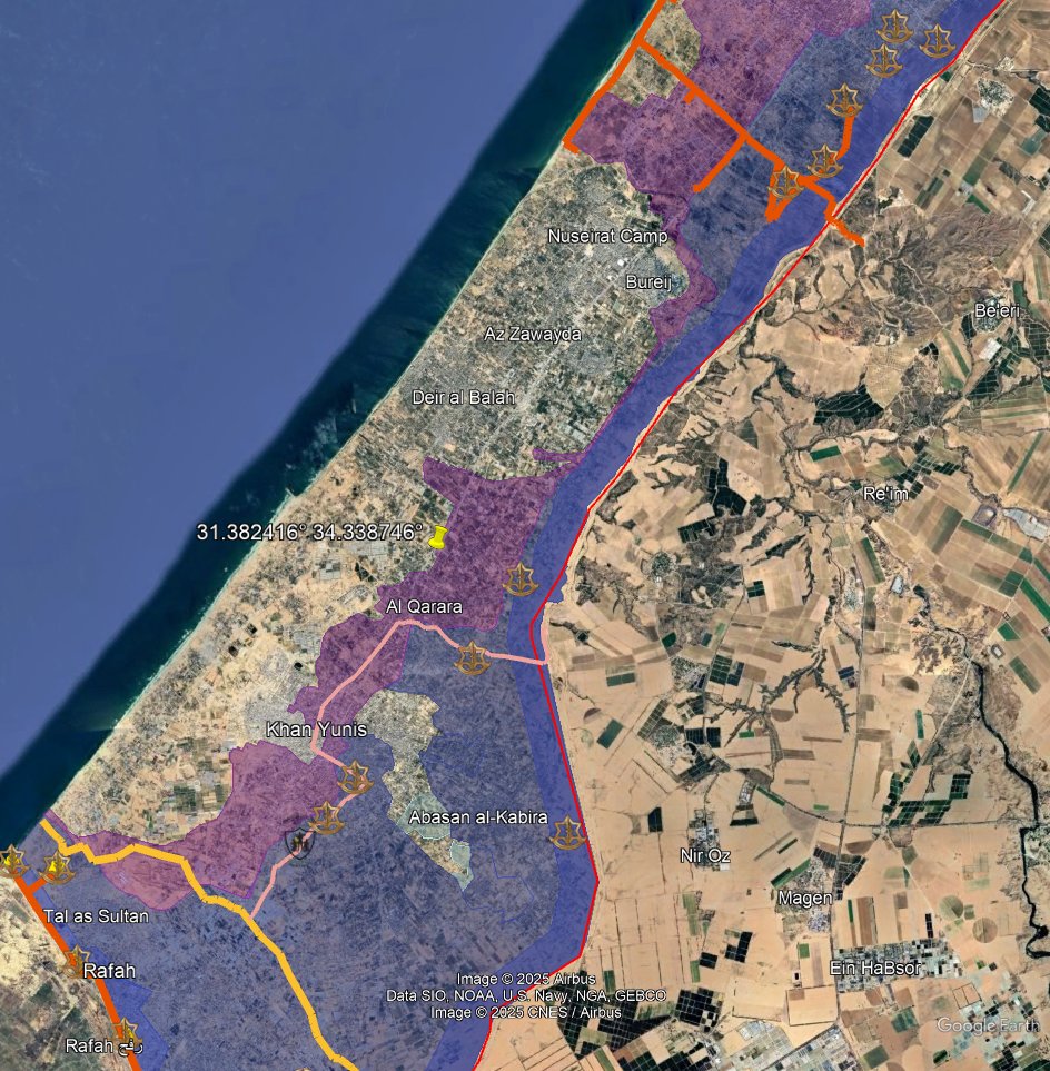Traffic on the Salah Al Din road heading northwards.

Location:  31.382416, 34.338746
8G3P98JQ+XG Khan Yunis Governorate, Gaza Strip
<a href="/GeoConfirmed/">GeoConfirmed</a> 

Based off of the angle of the sun, it can be determined that the video was filmed around 15:30-17:30 local time.