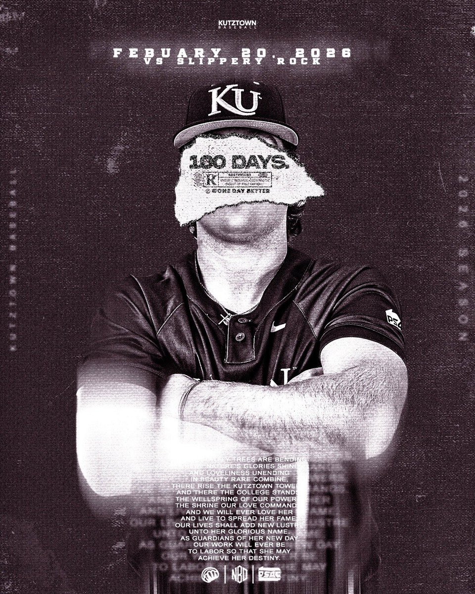 The countdown has begun ⏳

100 days ‘til first pitch! 

#OneDayBetter | <a href="/KUGoldenBears/">Kutztown University Athletics</a>