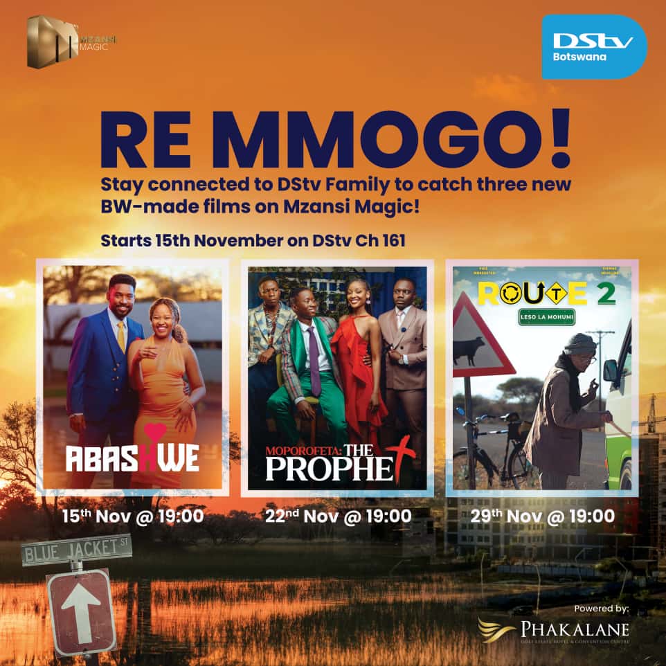 DStvBotswana's tweet photo. #WhatToWatch

Tsala, o subscribile akere?

Starting this 15th November at 19:00, brand new films by Batswana for Batswana will be premiering on Mzansi Magic (Ch 161). Re simolola fela ka 'Abashwe'!

Subscribe for the DStv Family package today at https://t.co/aZPzGKiyfz dial *214# https://t.co/ARk8D2TxyU