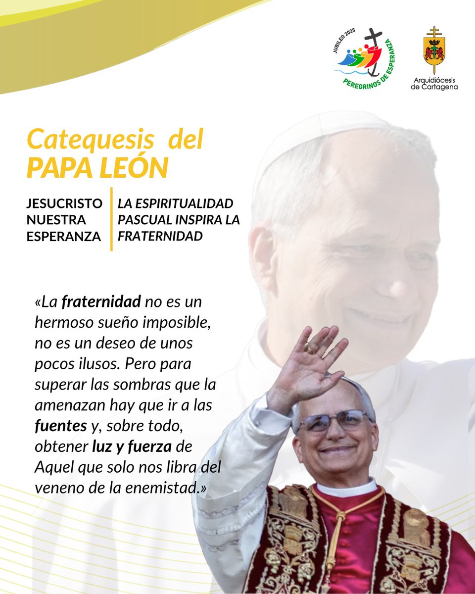 #Catequesis || La espiritualidad pascual inspira la fraternidad

🤝 En su Audiencia General de los miércoles, el Papa León reflexiona sobre el amor de los unos para con los otros, como lo expresa el Evangelio.
En medio de tanta violencia, nos invita a ir a la fuente del amor.