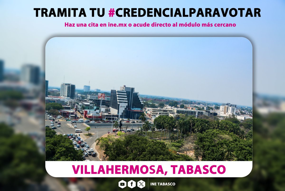 Recuerda que ya puedes realizar todos tus trámites: ​
​-Inscripción al padrón 🎂​
-Corrección de datos 🖊️​
-Actualización de domicilio 🏠​
-Renovación por vigencia 📷​
-Recoger tu credencial 🏢​
-Reposición por robo o extravío ​
-Reimpresión de credencial ✨​
 #INE #TABASCO🗳️