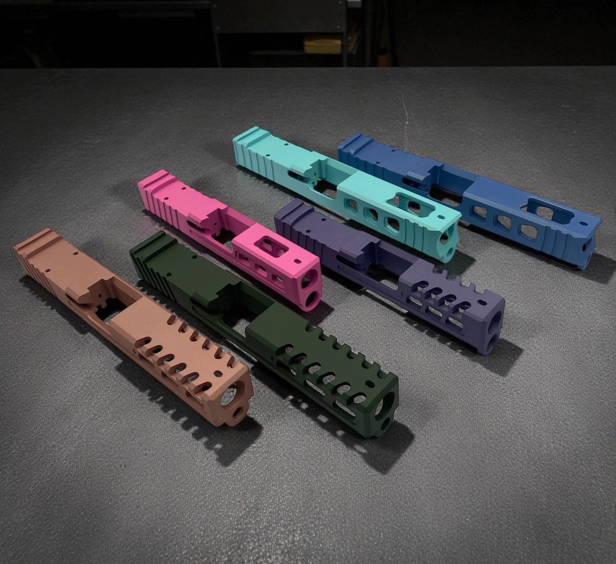 KinetiTech's tweet photo. SNEAK PEEK!

New slide colors are coming to our website this week!
Currently, in 43/43X and 17 Gen 3 we have:
- Rose Gold
- OD Green
- Pink
- Purple
- Robin's Egg Blue
- Polar Blue

We're waiting on more material to make these colors in additional models. Stay tuned! https://t.co/iIla3dWgdw