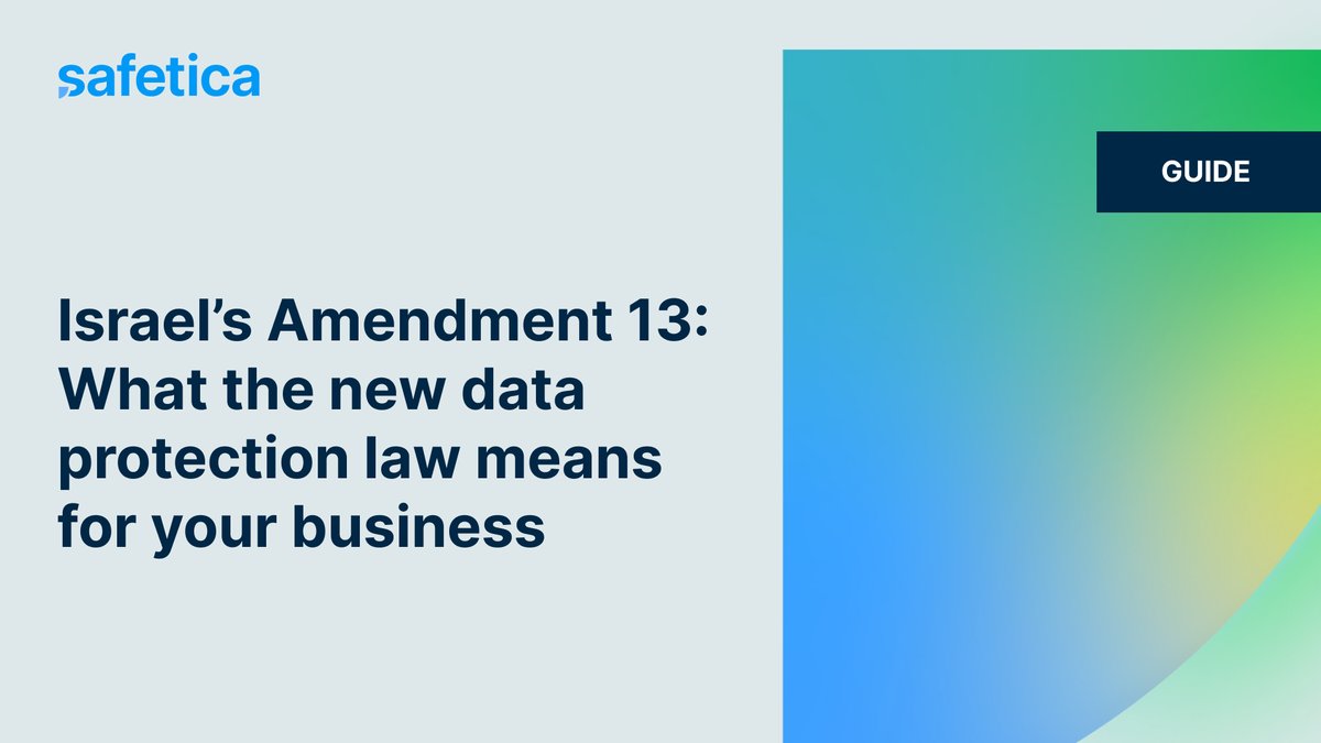 Safetica's tweet image. Compliance isn’t just avoiding fines—it builds trust. 

Israel’s Amendment 13 raises the bar for data protection. Stay ahead &amp;amp; turn compliance into a competitive advantage. 

Guide here 👇 
hubs.li/Q03L-bJC0
#DataPrivacy #SecureBusiness #ComplianceMatters