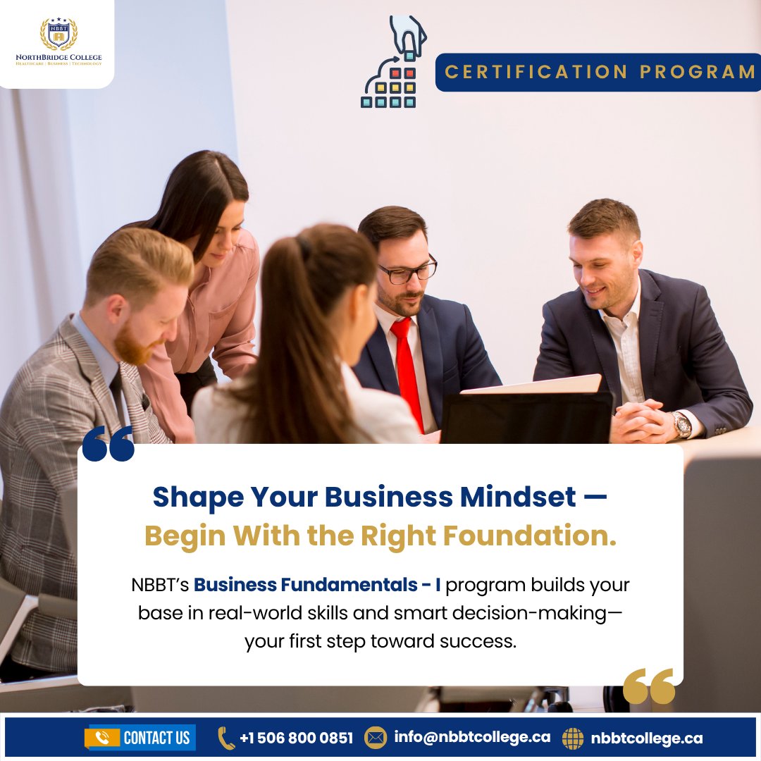 nbbtcollege's tweet image. Your career in business starts here!

Learn decision-making, problem-solving &amp;amp; workplace essentials with NBBT’s Business Fundamentals - I program.

#BusinessFundamentals #Skills #CareerSuccess #BusinessEducation #NBBTcollege #FormerlyNewBrunswickCollege #NorthBridgeCollege