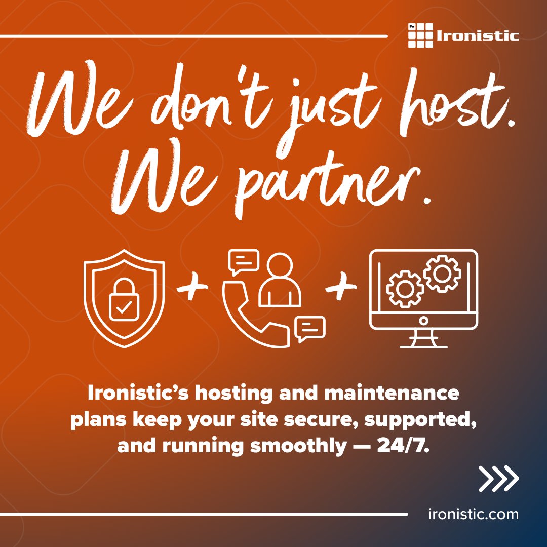 IronisticWeb's tweet image. At Ironistic, we handle everything behind the scenes: hosting, security, updates, and maintenance, so you can focus on running your business (not fixing your website).

Learn more:
ironistic.com/what-we-do/web…

#WebsiteHosting