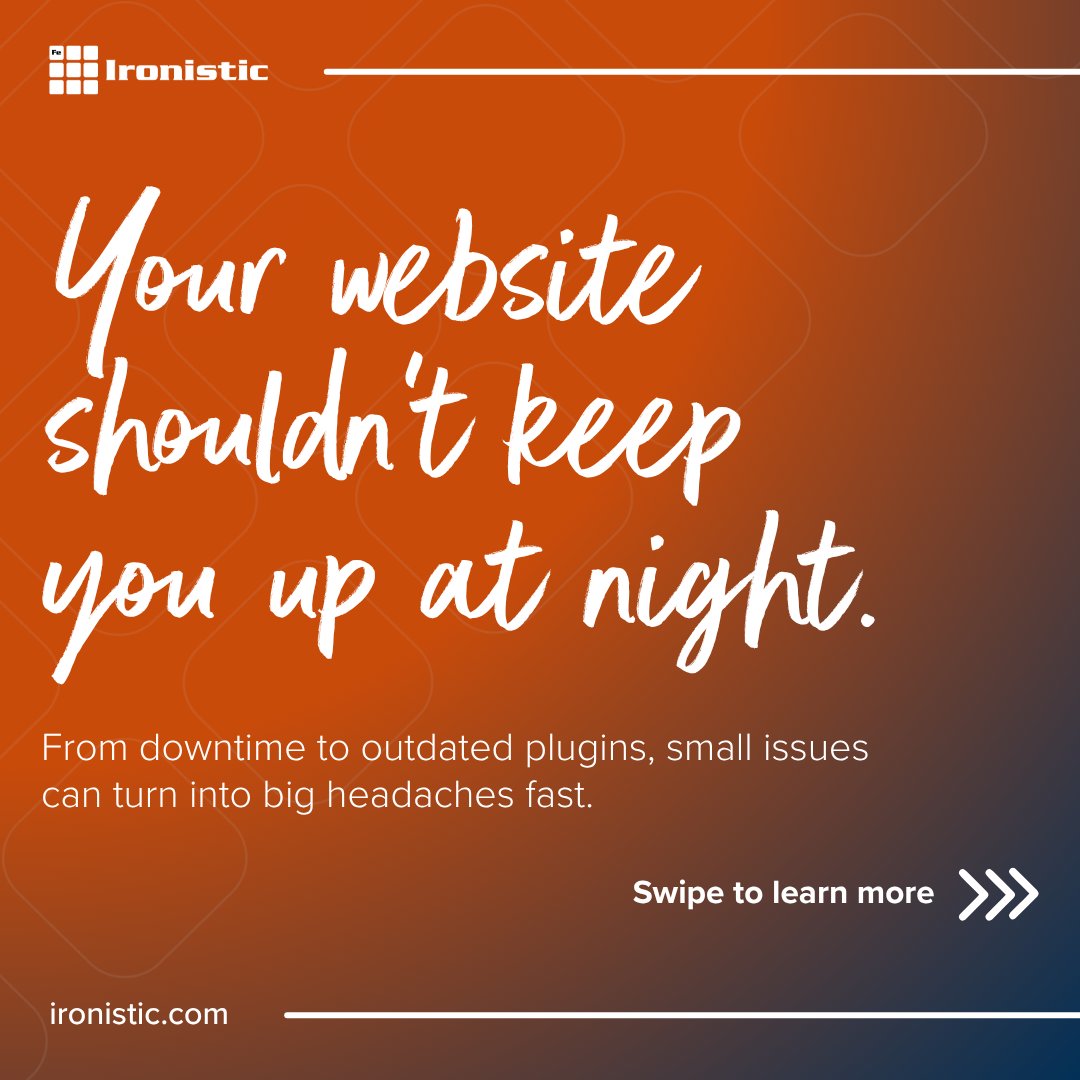 IronisticWeb's tweet image. At Ironistic, we handle everything behind the scenes: hosting, security, updates, and maintenance, so you can focus on running your business (not fixing your website).

Learn more:
ironistic.com/what-we-do/web…

#WebsiteHosting