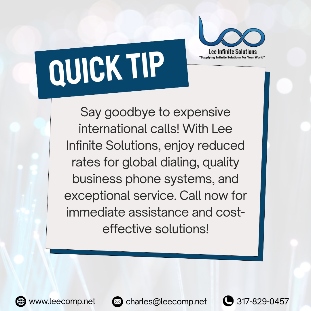 leecomp's tweet image. 💡 Quick Tip: Stop overpaying for global calls! 🌍
With Lee Infinite Solutions, enjoy crystal-clear communication &amp;amp; reduced rates worldwide. Connect smarter, save bigger. 📞

#TechTips #BusinessCommunication #GlobalSolutions #VoIP #Connectivity